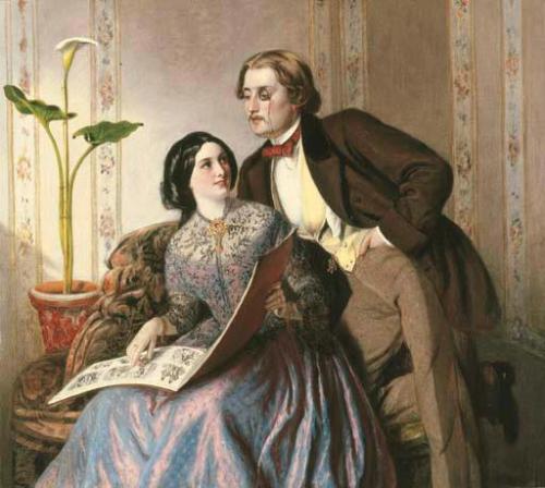 Rebecca Solomon - A Fashionable Couple-1854